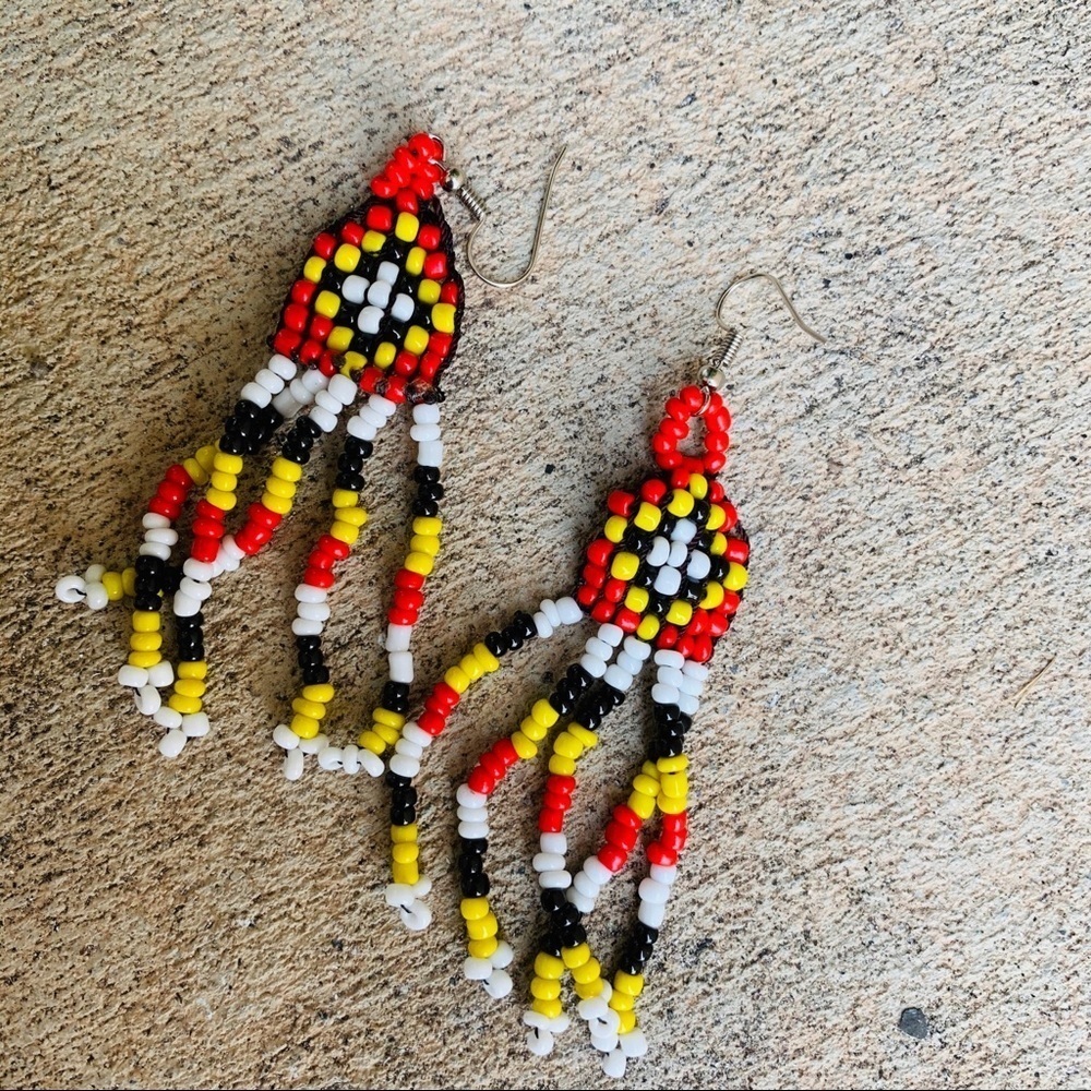 Native American Style Seed Bead Dangle ear… - Picture 4 of 4